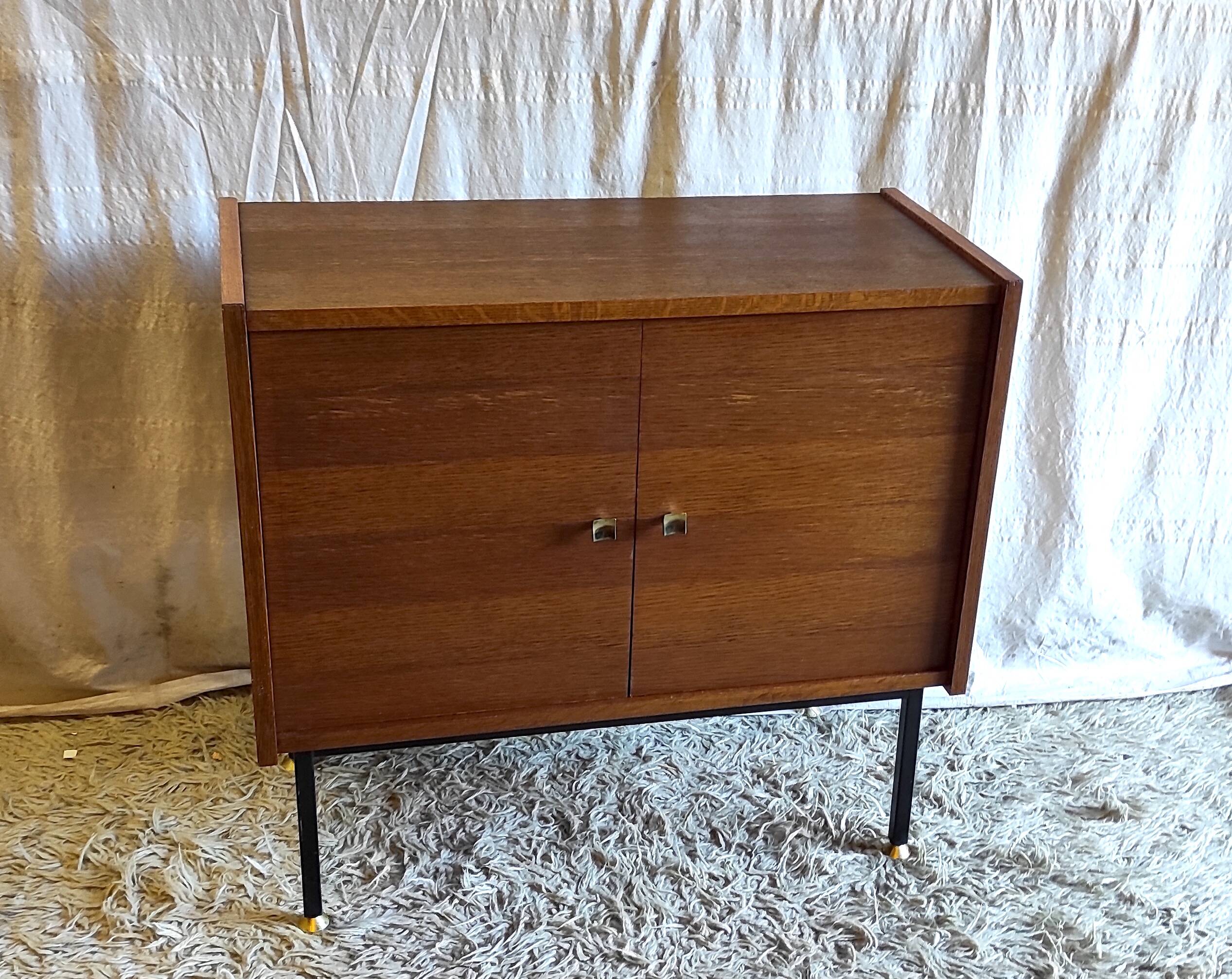 Modernist oak and metal sideboard - mid-20th century