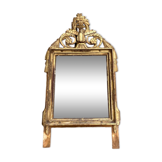 Antique gilded wood mirror decorated with flowers - late 18th century