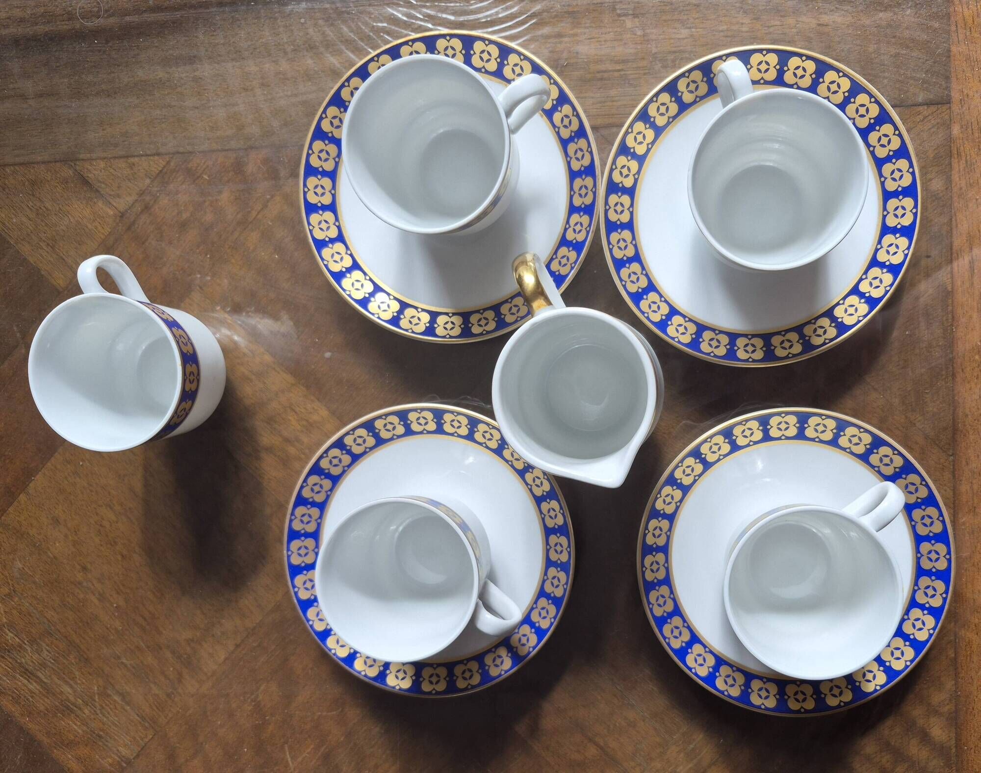 Vintage coffee service in porcelain Schumann Arzberg Bavaria - Blue and Gold