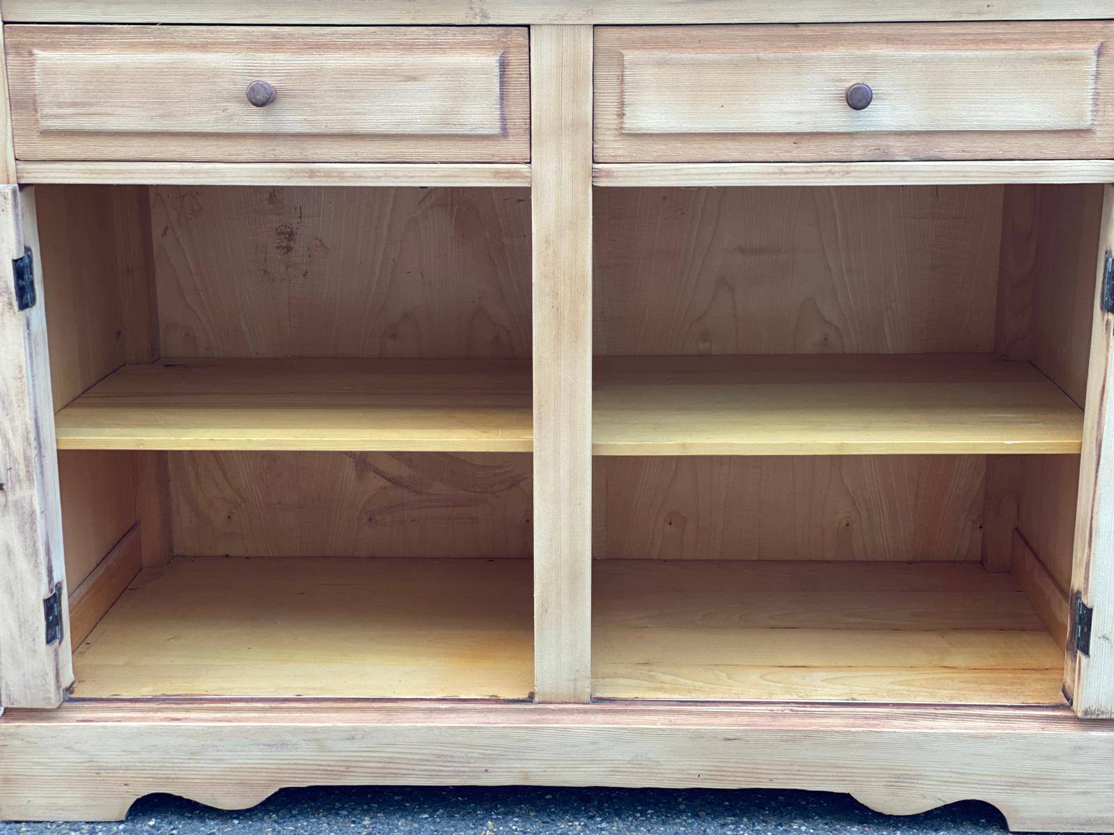 Renovated Parisian-style sideboard in light raw solid wood