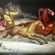 Russia, Fedoskino, lacquered wooden plaque troika decoration dated 1987