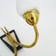 Pair of brass wall lights with double white tube lights. 70s