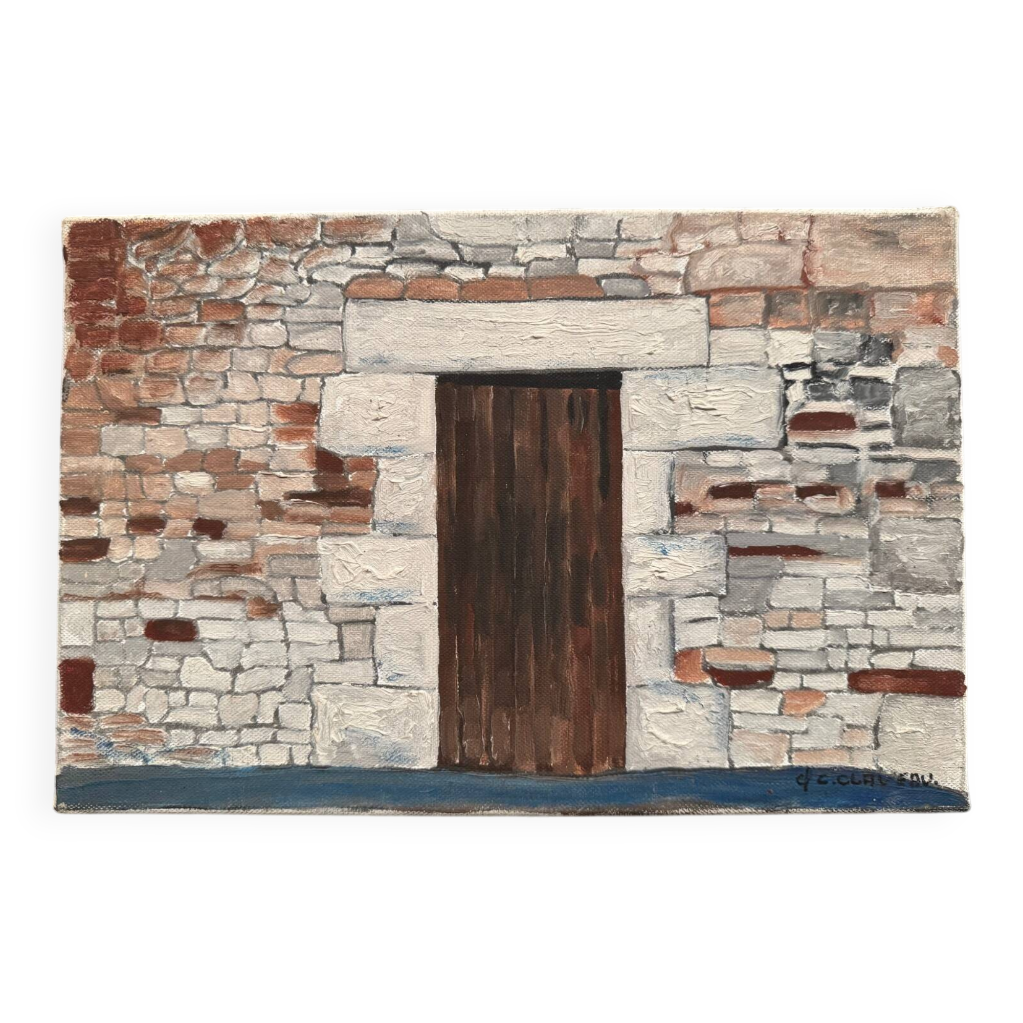 Oil on canvas by Claude Claveau The Old Wall Meadow Enpail 1992