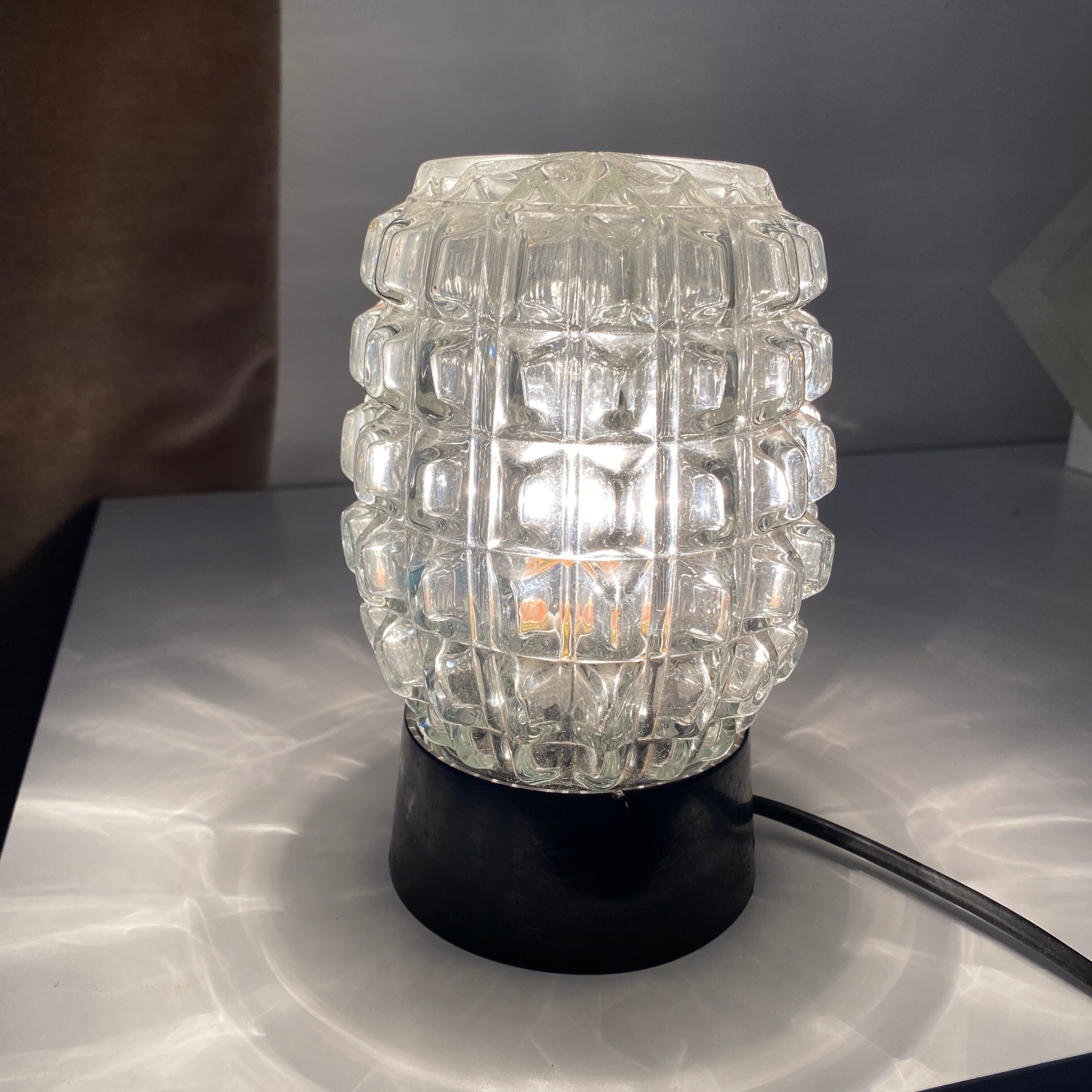 Vintage moulded glass table lamp