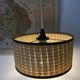 Vintage hanging lamp glass globe and raffia lampshade