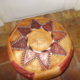 Vintage Moroccan leather pouf