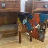 Pair of solid oak bedside tables from the 1950s.