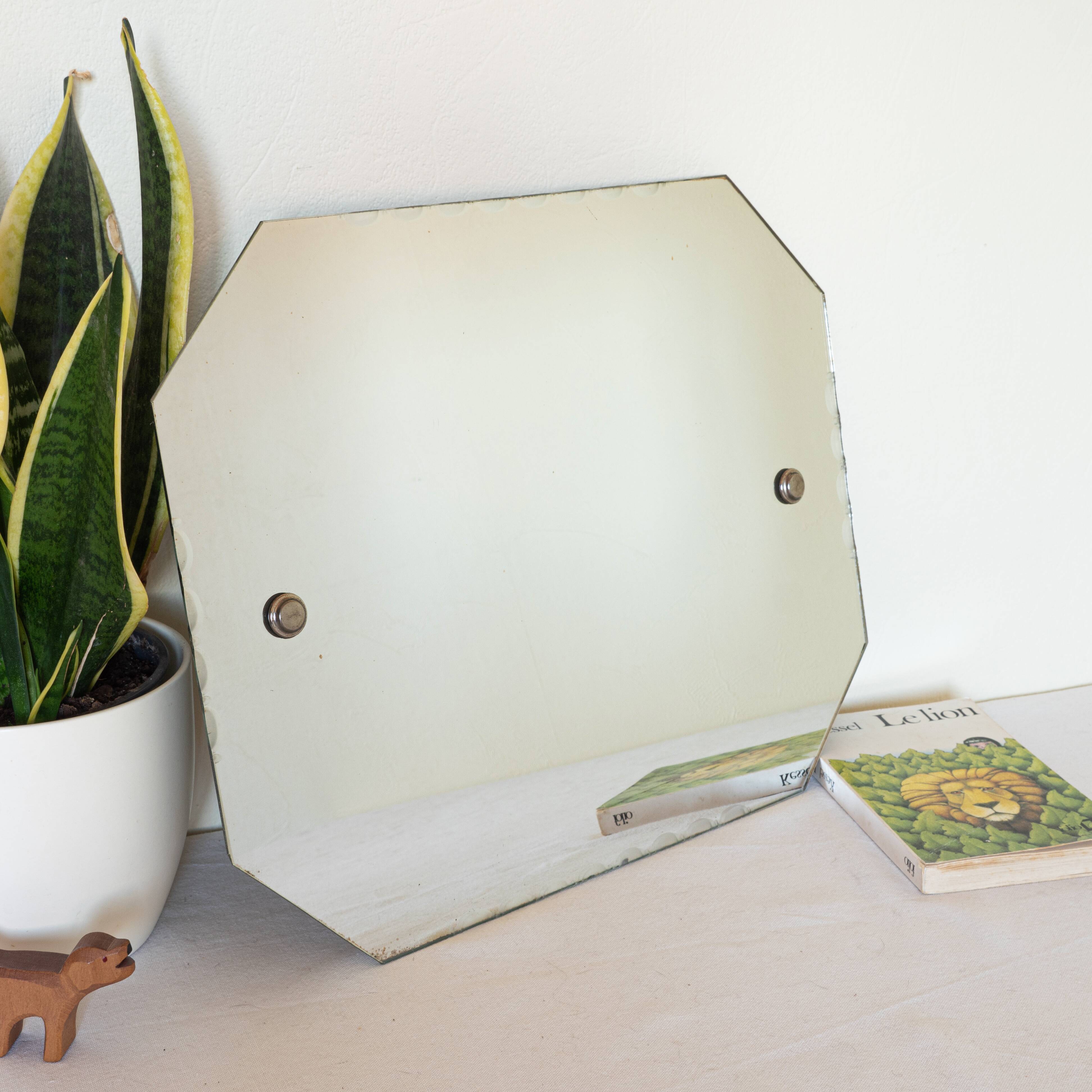 Octagonal antique beveled wall mirror