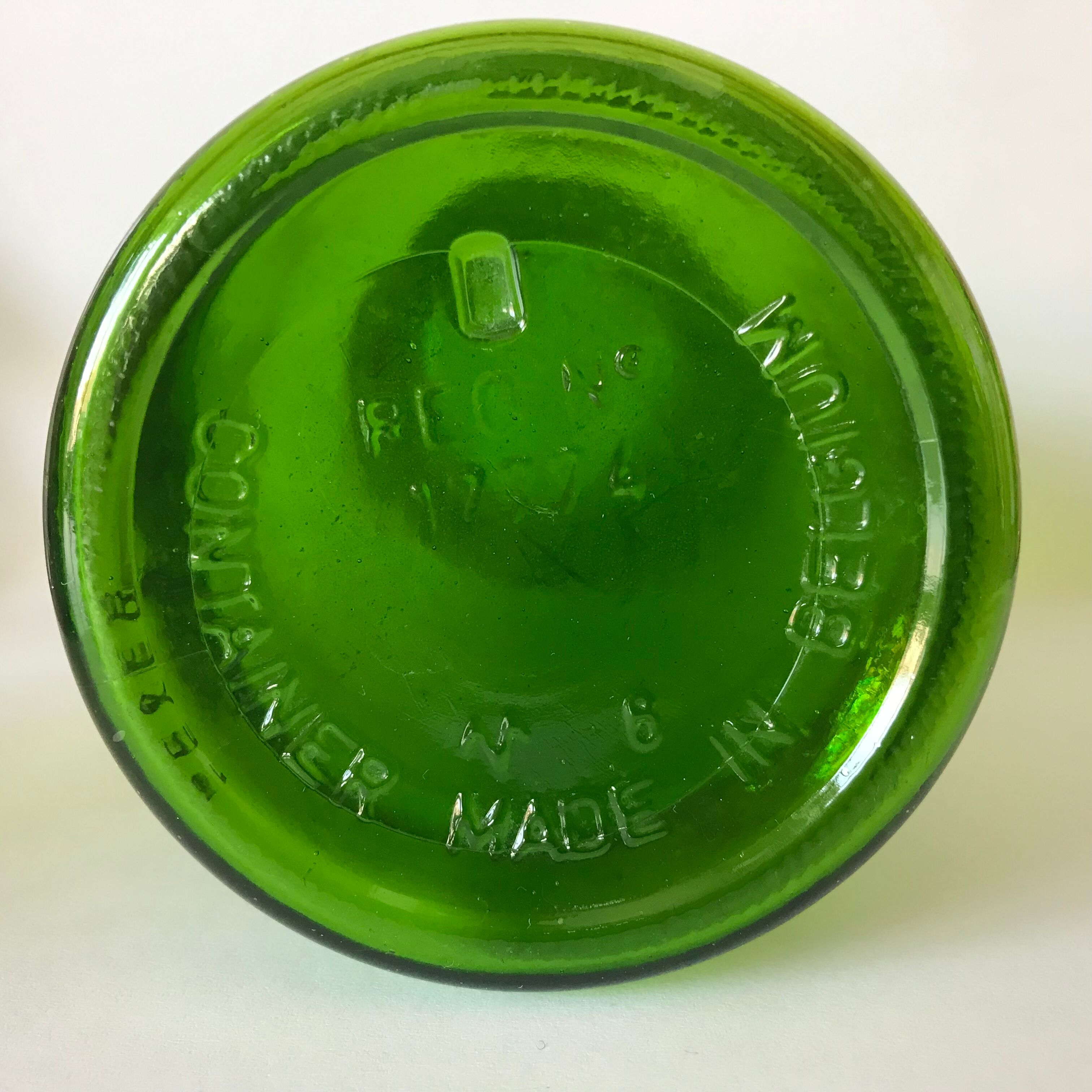 Green glass jar
