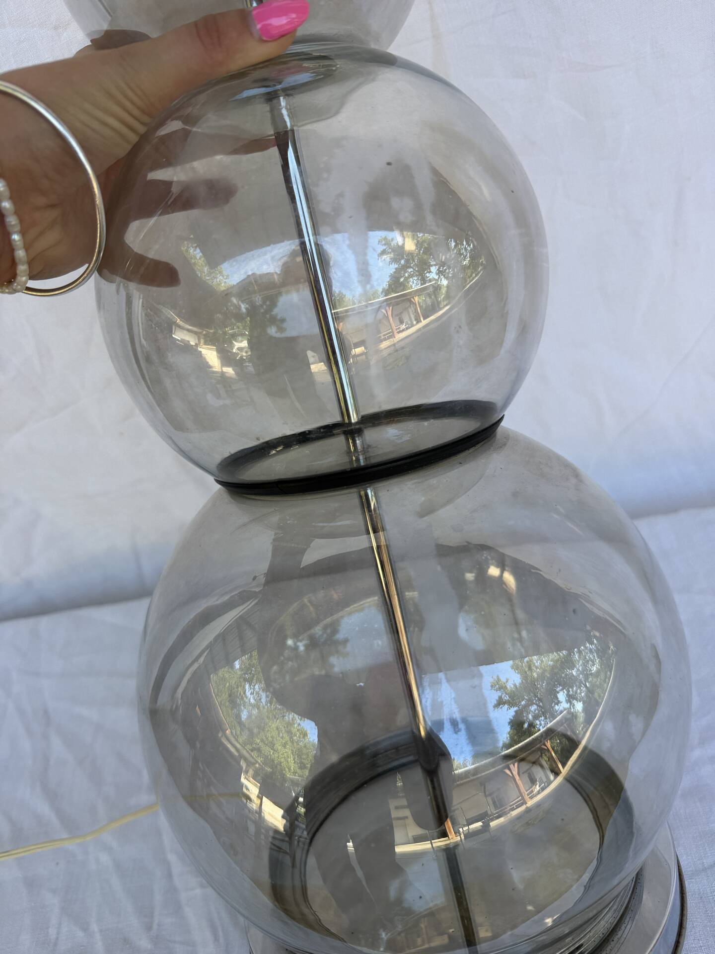 Large glass table lamp Delmas 1970