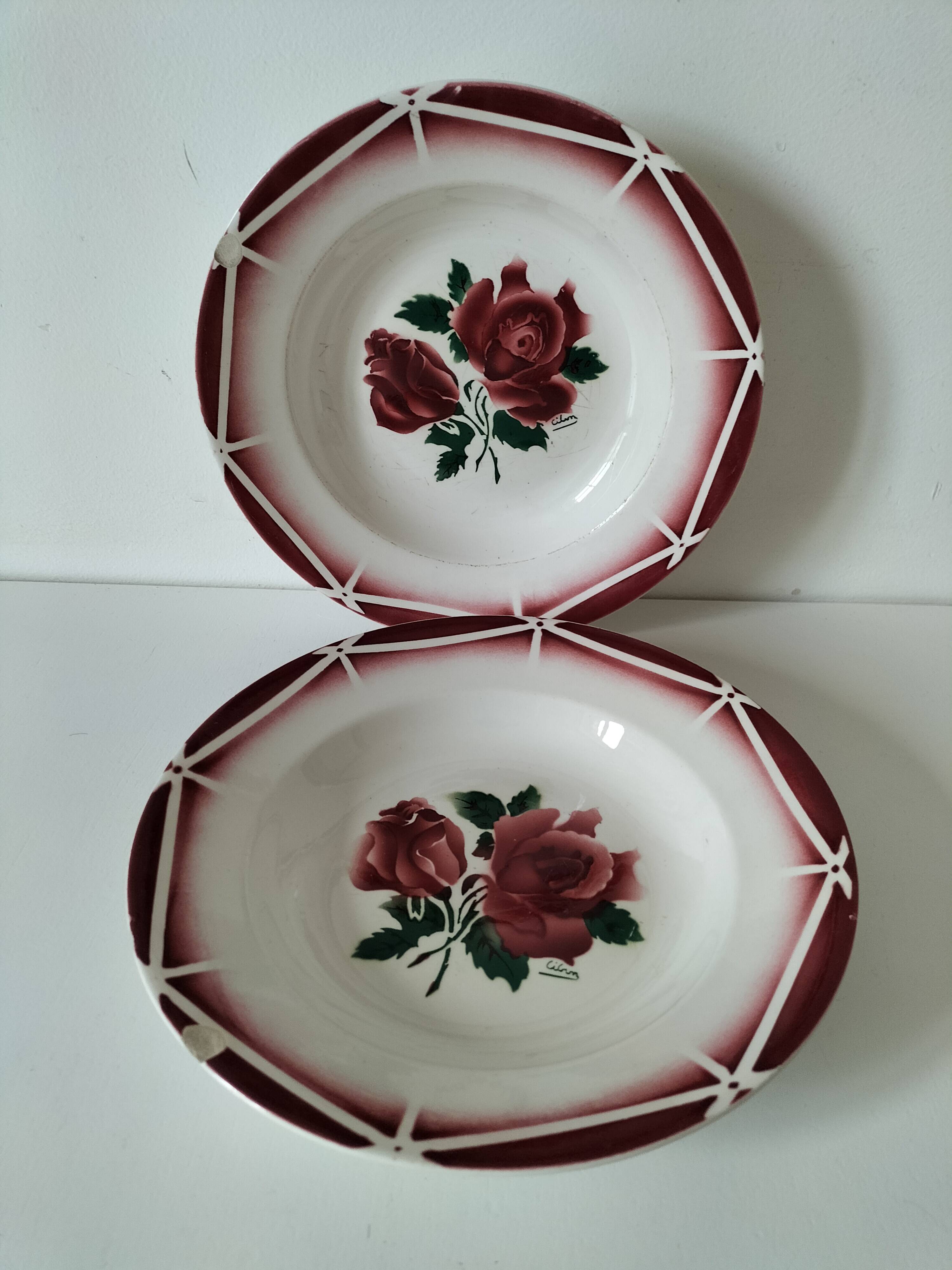 Set of deep plates Digoin Sarreguemines model Cibon