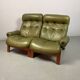 Supercomfy Scandinavian Rybo Rykken Olivegreen Leather 2-Seater Ry-Wing
