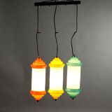 Original vintage glass and aluminum lamp from Italy, dating from the 1960s