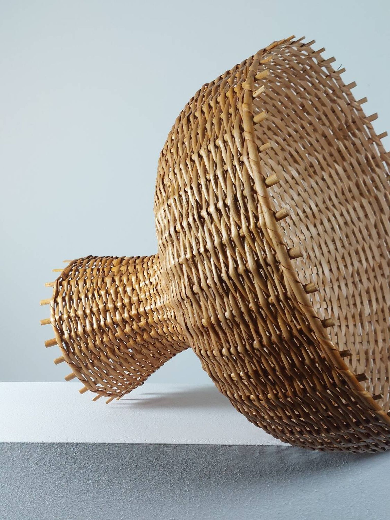 Vintage rattan lampshade from the 70s, mid-century style.