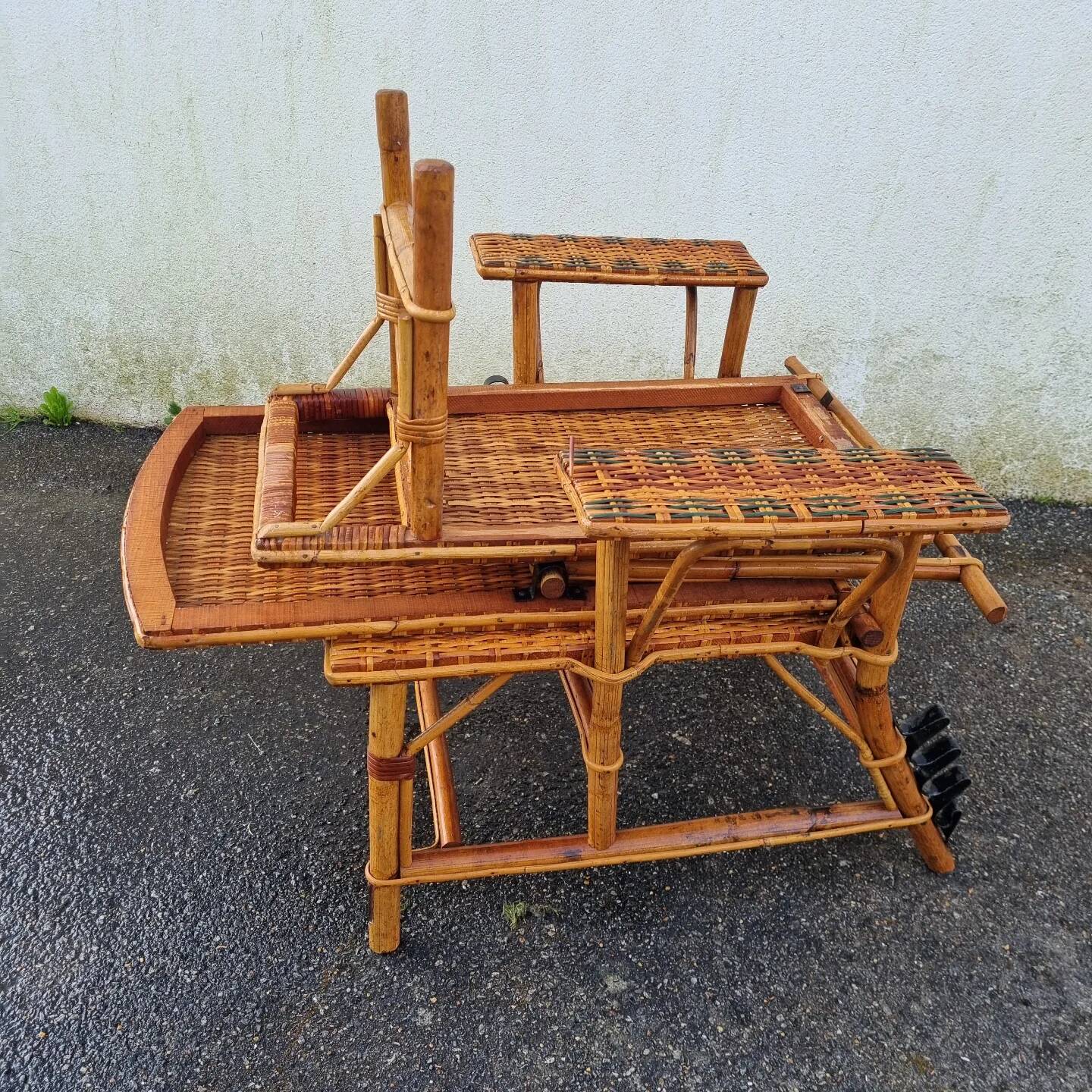 Rattan lounger Art Deco chaise longue