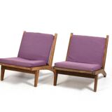 Pair of GE-375 Easychairs in Oak by Hans J. Wegner