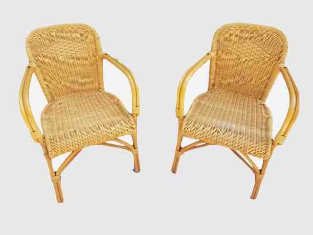 Paire de fauteuils en rotin 1970