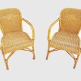 Pair of rattan armchairs 1970