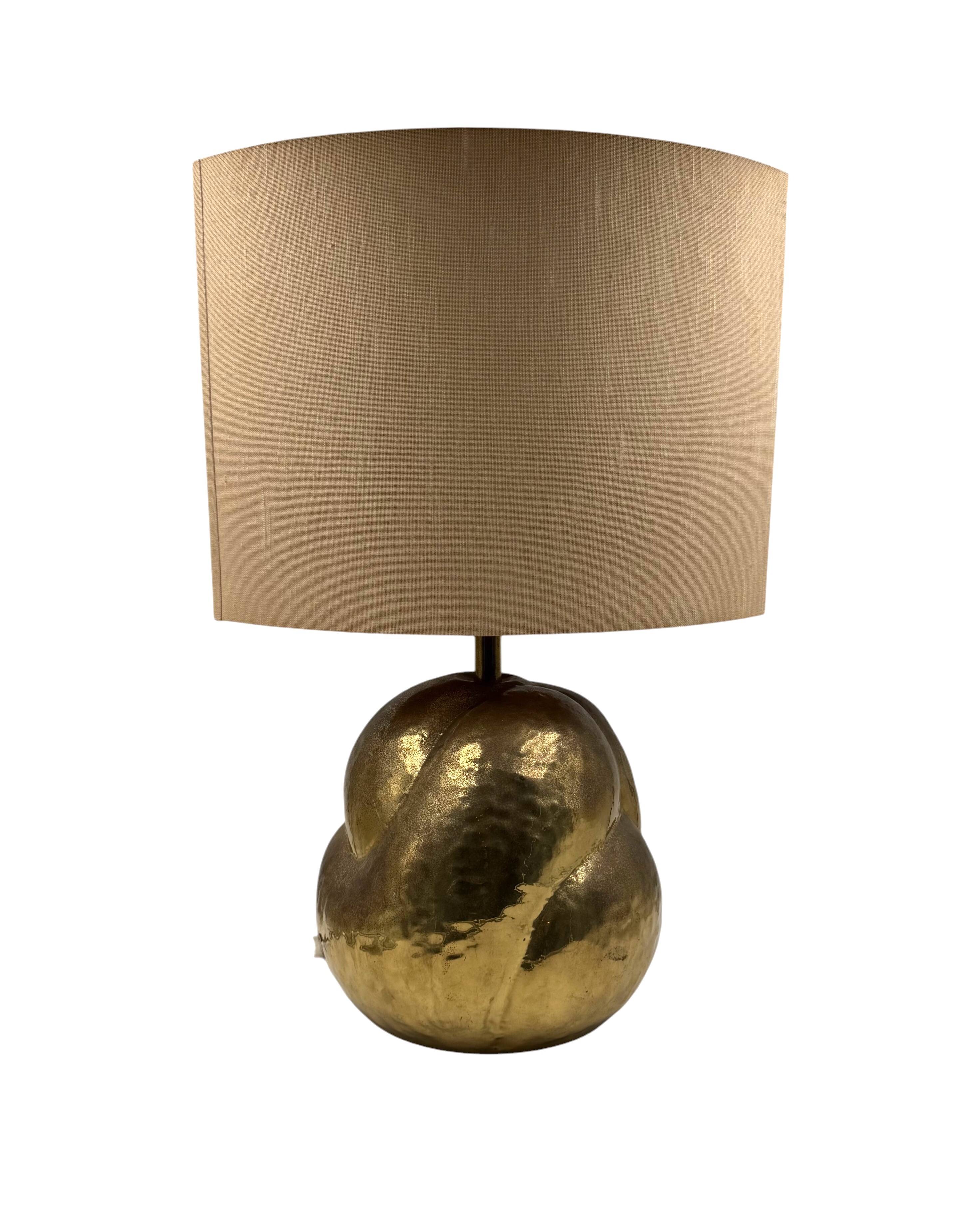 Organic modern brass table Lamp, Tommaso Barbi Italy 1970