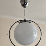 White opaline globe suspension and metal structure