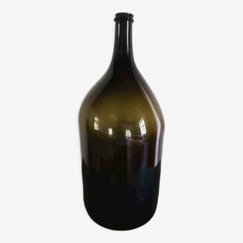 Large old bottle dame-jeanne dark green