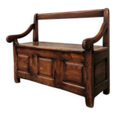 Old solid oak chest bench