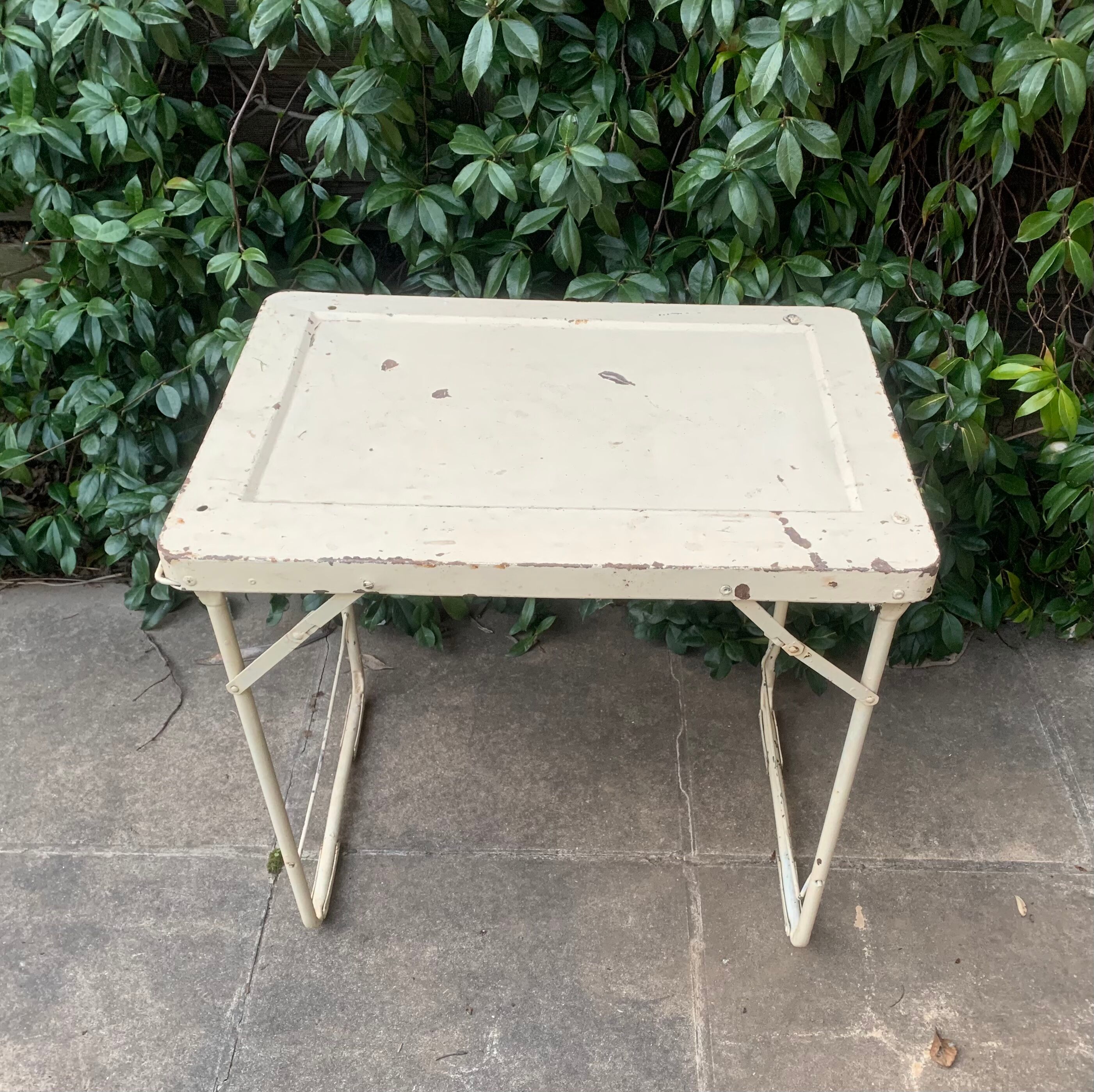 Folding iron side table