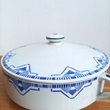 Plat de service soupière Art déco faïence St Amand