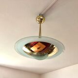 Suspension in gilded brass, Italian design from the 1970s.