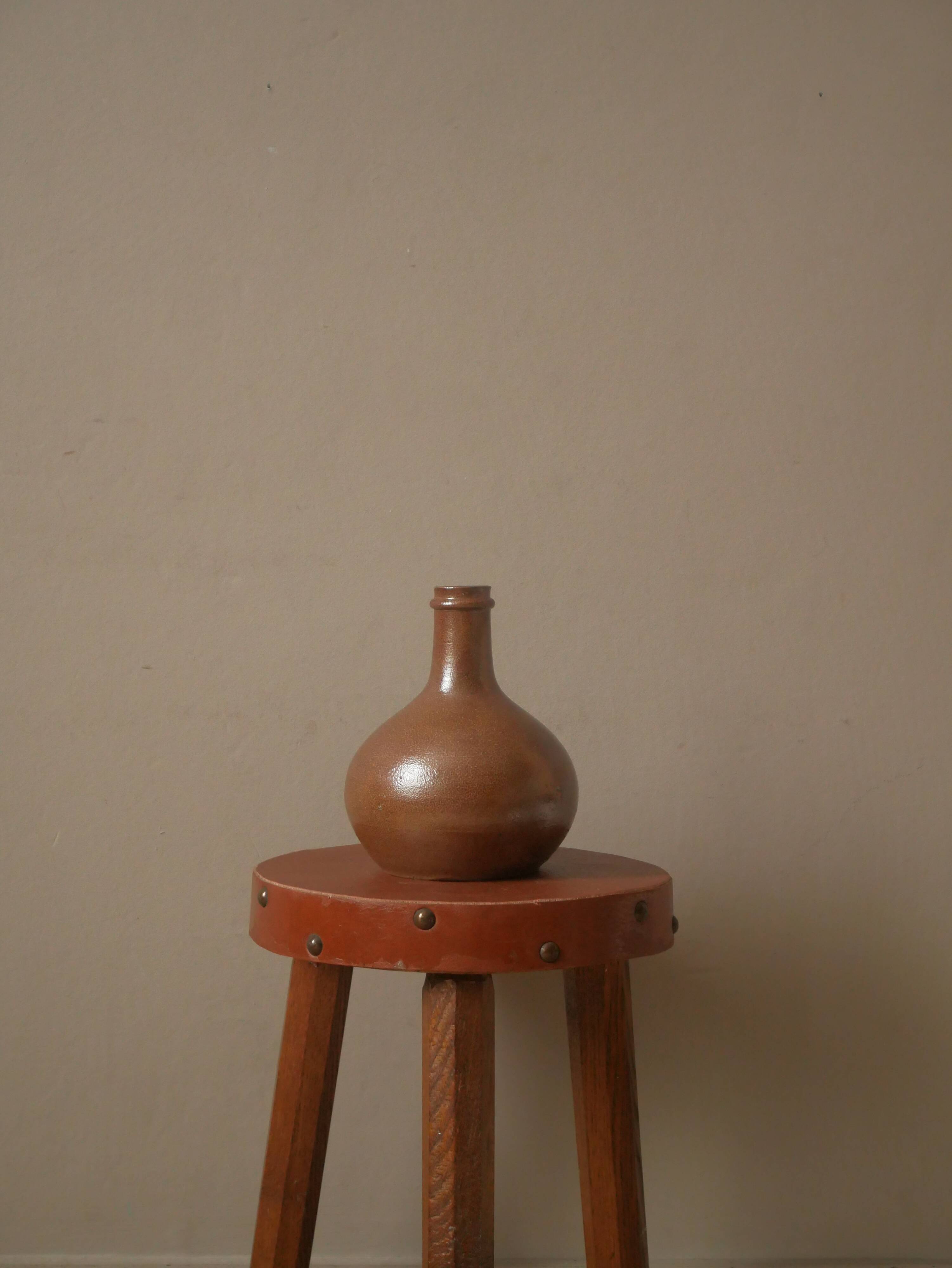 Vintage sandstone ceramic soliflore vase handcrafted bohemian Scandinavian country decoration