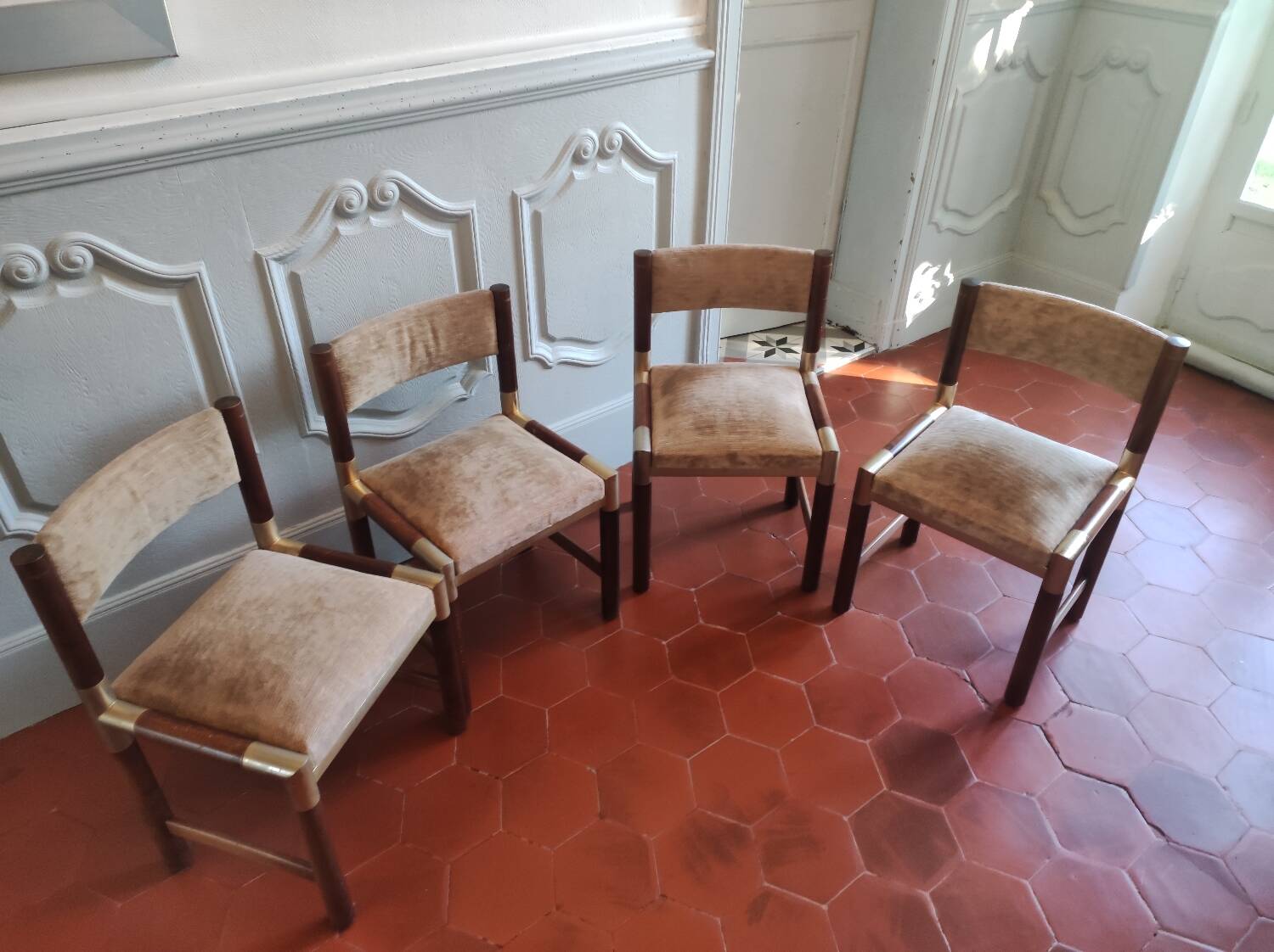 Set of 4 chairs by Pierre Jolliet from the 1970s.