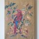 Tableau / Peinture sur toile de jute / Perroquet