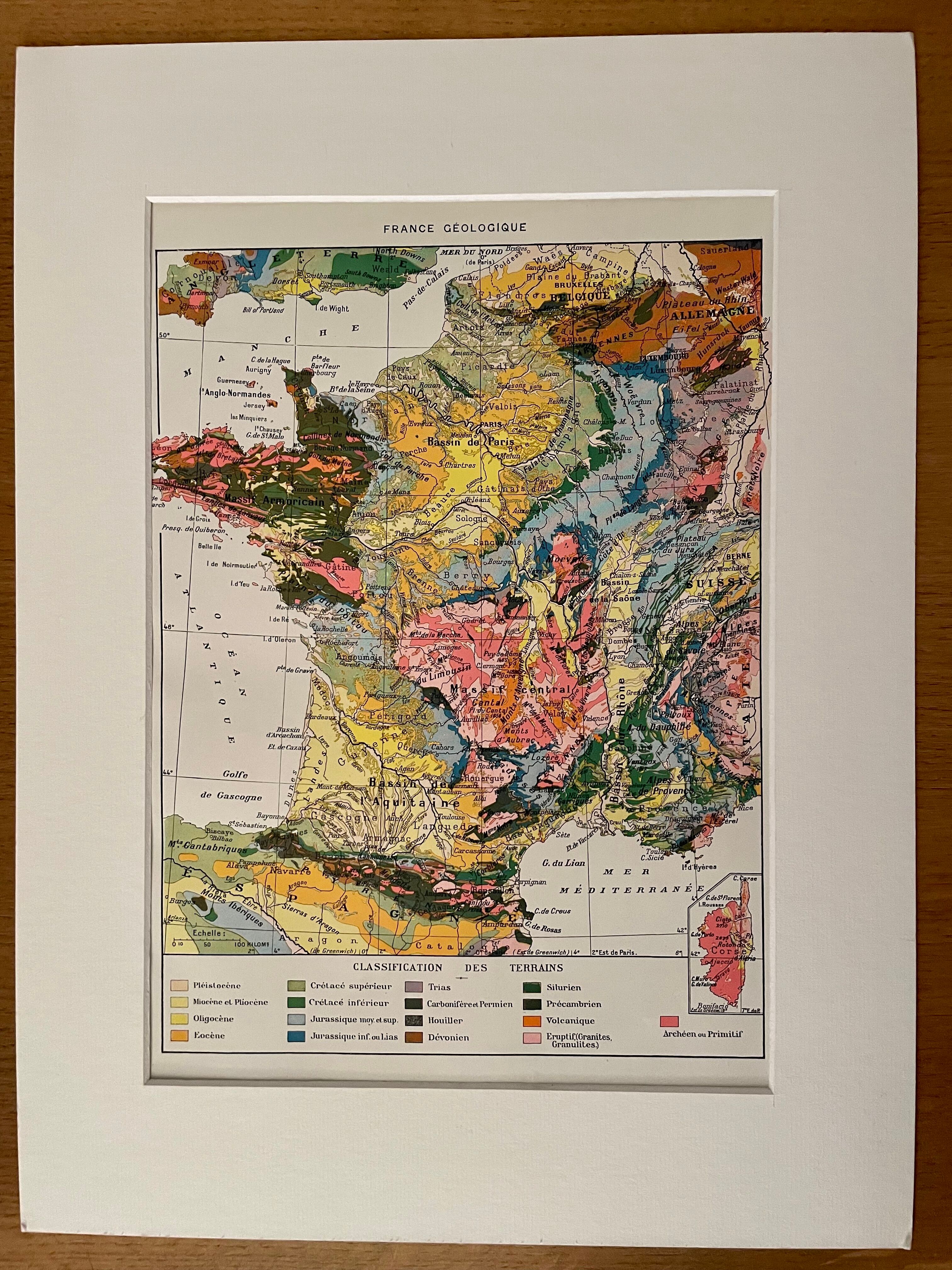 Old geological map of France - 1930