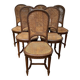 Série de six chaises de style Louis XVI. Assises et dossiers cannés.