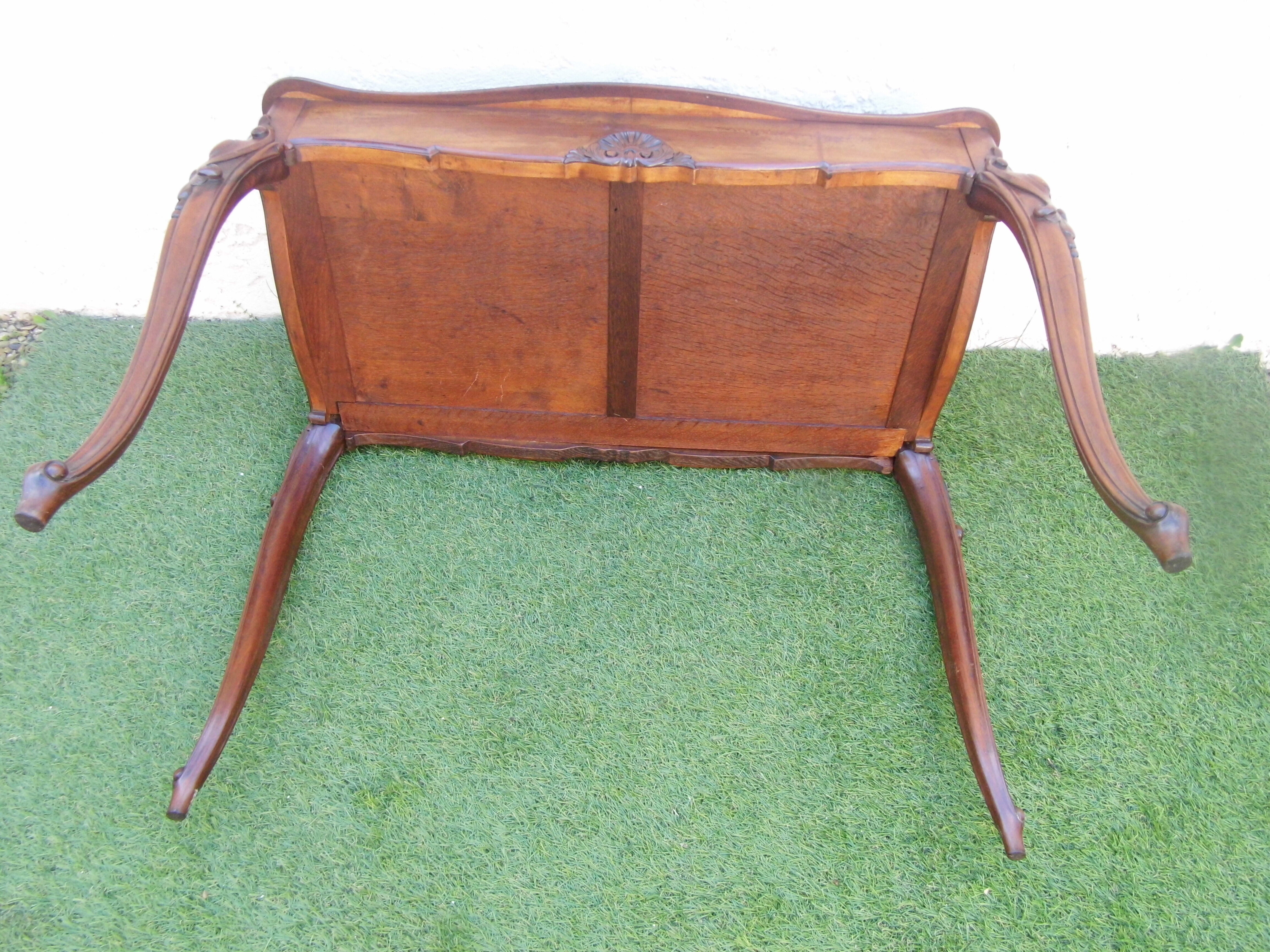 Flat desk old solid walnut top leather napoleon iii 1900 very good condition