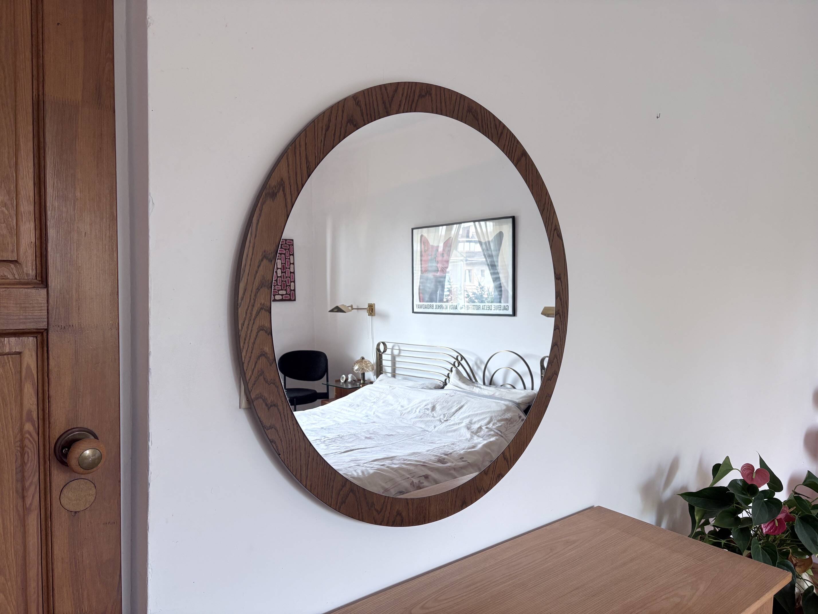 Miroir scandinave XL, 94 cm, années 1960