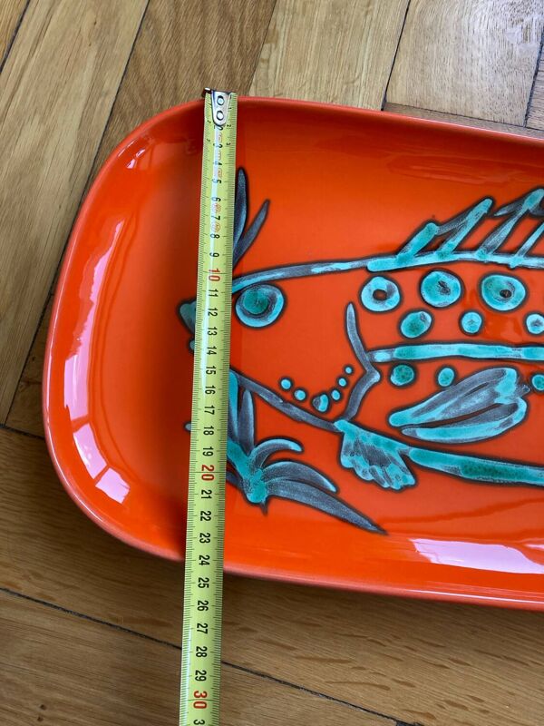 Plat à poisson en céramique orange