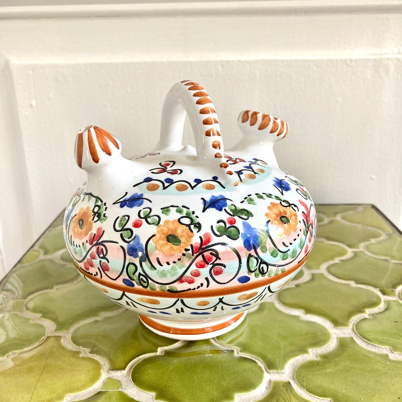 Gargoulette jug ceramic flower spade