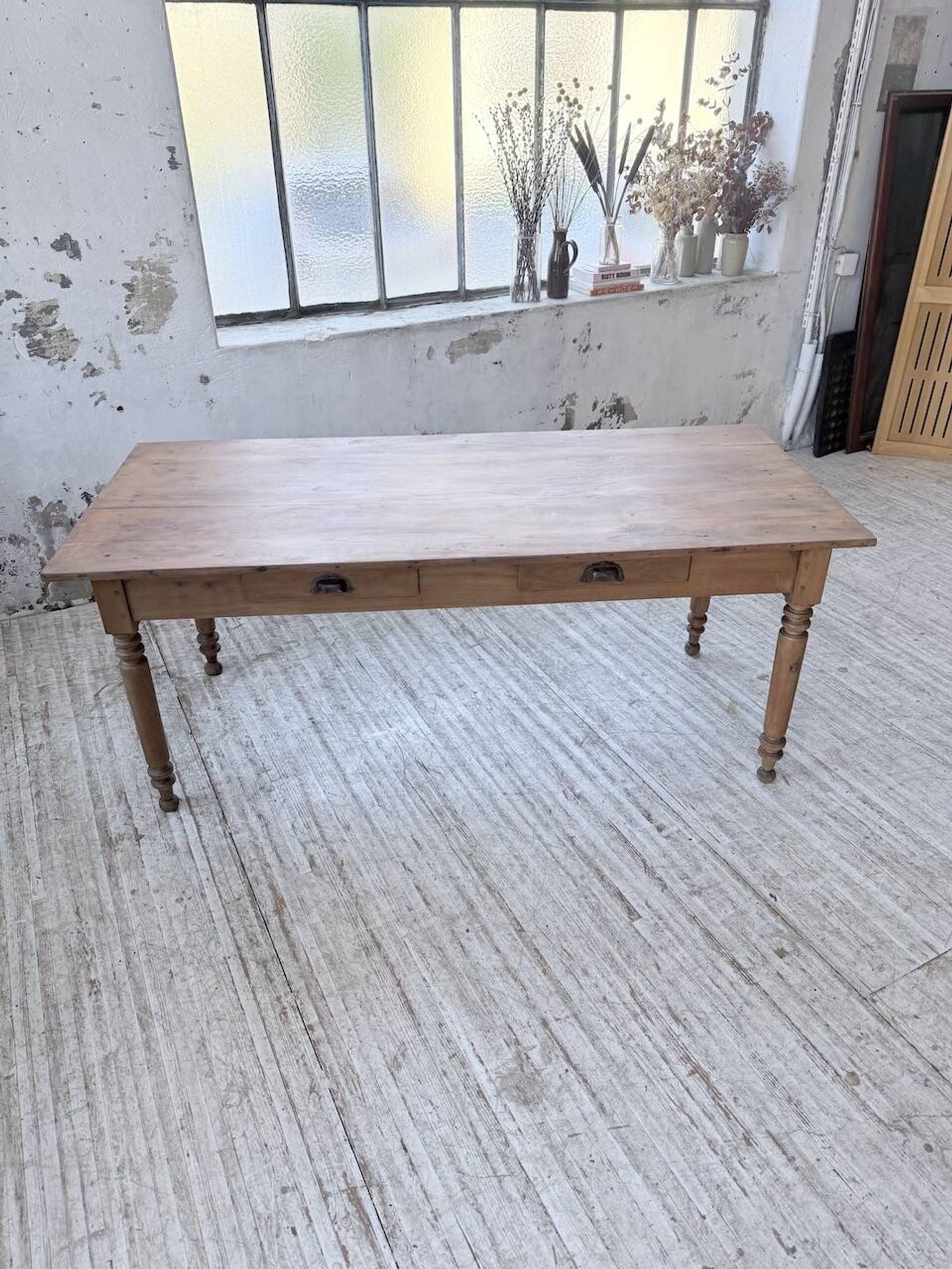Bistro farmhouse table cherry wood turned legs 180cm