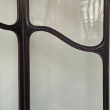 Art nouveau mahogany and glass concertina screen