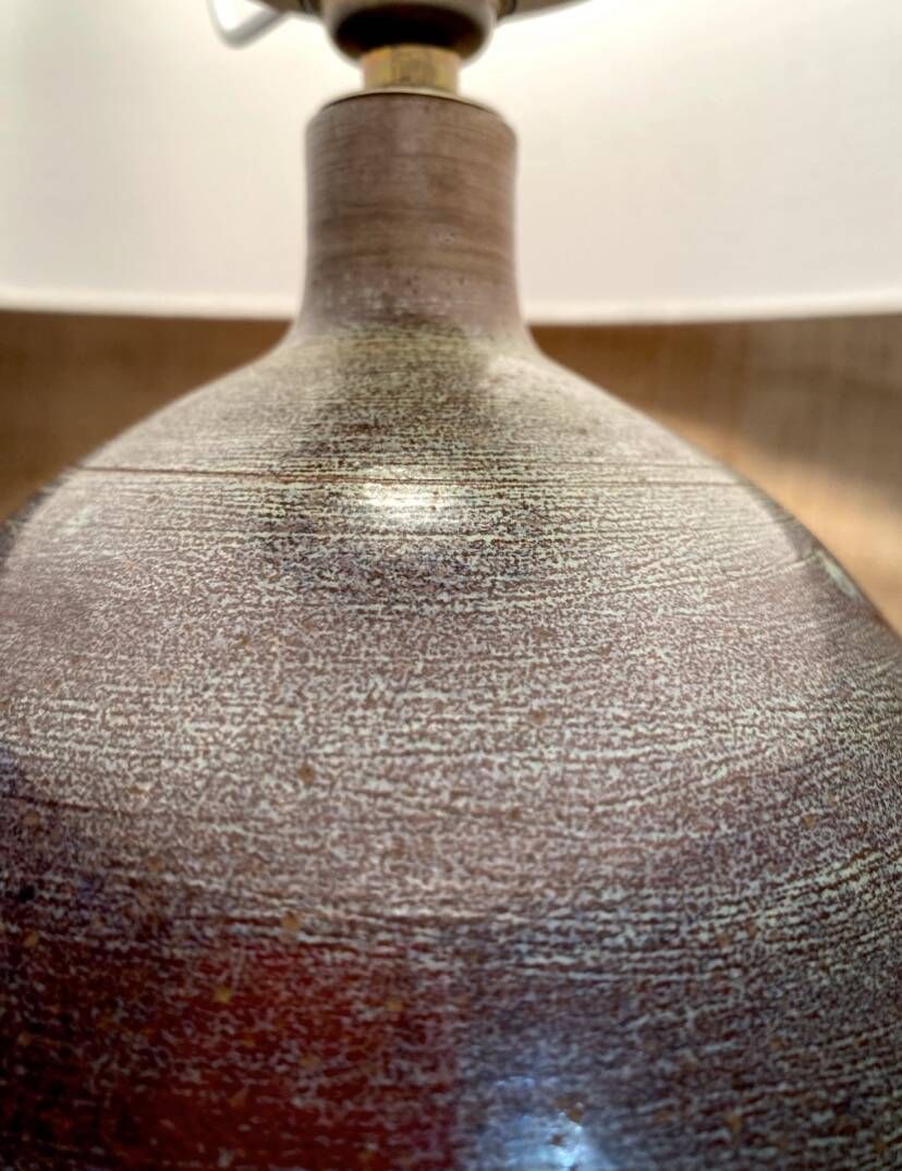 Pied de lampe en céramique et câble en tissu tressé