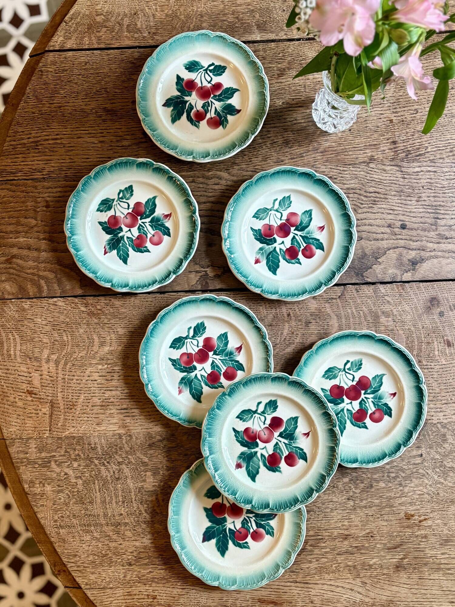 Set of 7 vintage Badonvilier dessert plates.