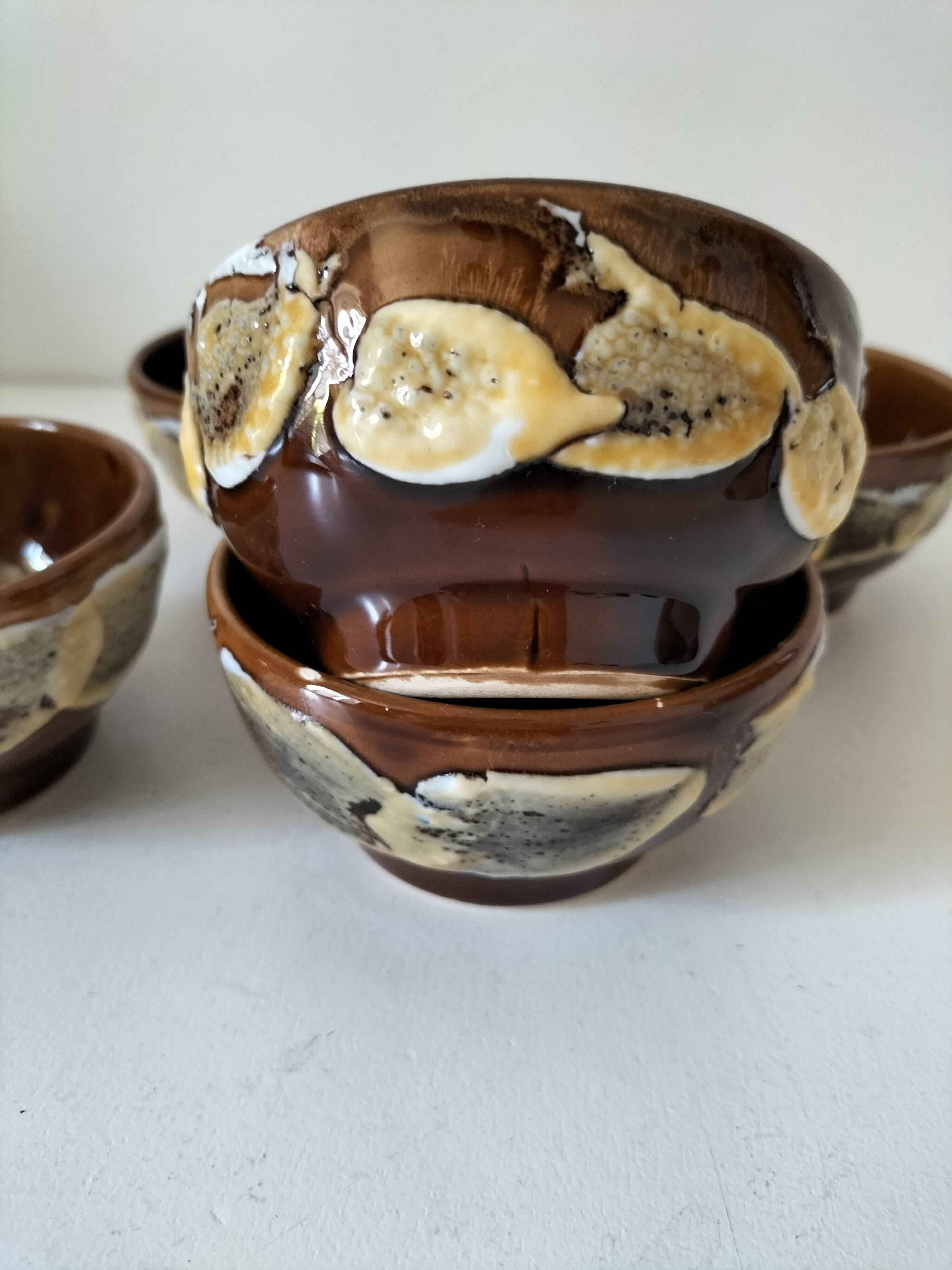 Set of 5 vintage enameled bowls – Chic terracotta ambiance