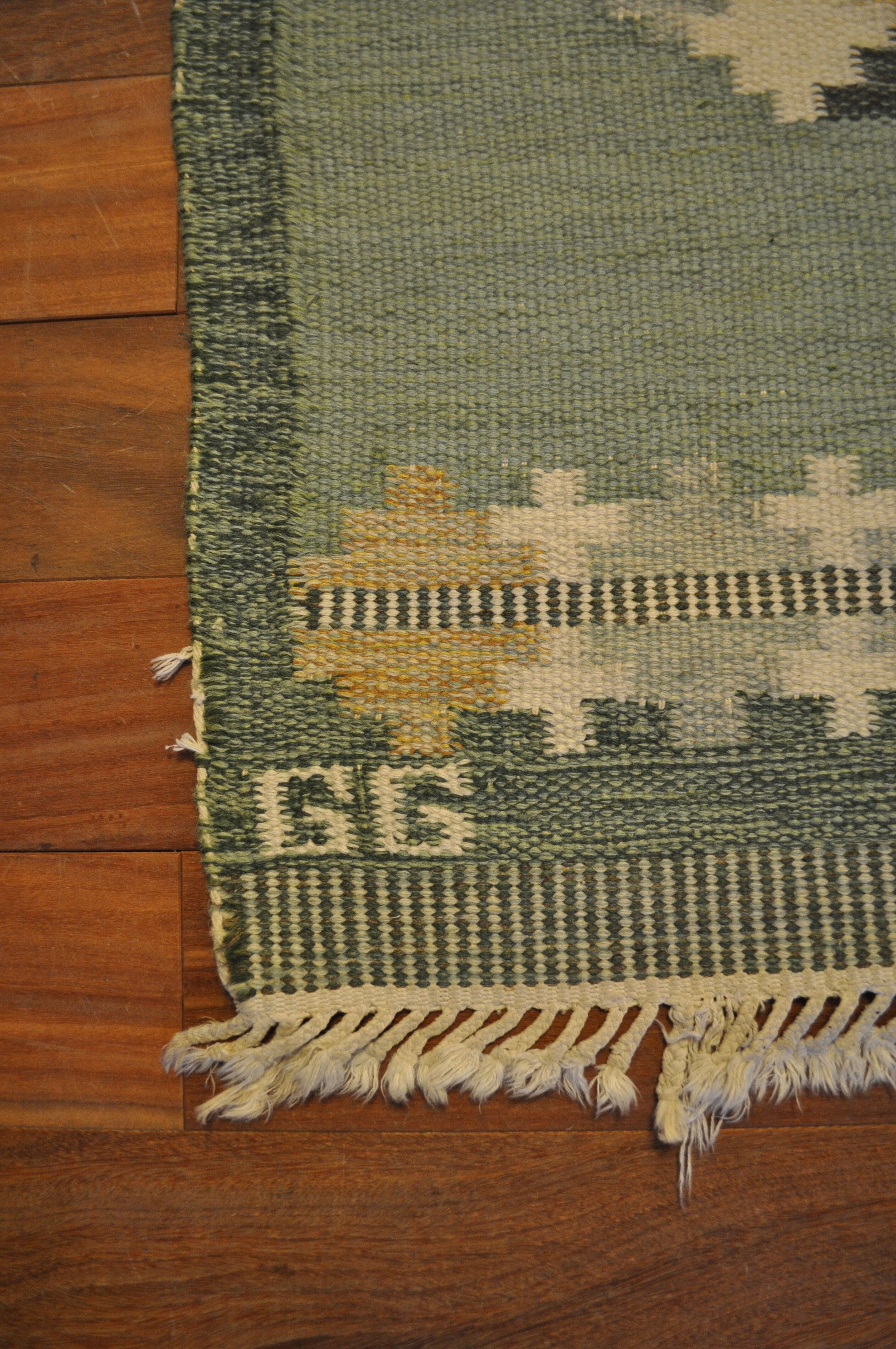 Mat Swedish Rollakan, wool woven hand, Sweden, 1950 - 90x165cm