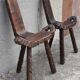 Pair of brutalist tripod stools