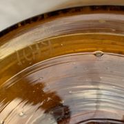 Photophore in bubble glass and hand-blown golden yellow signed vintage biot