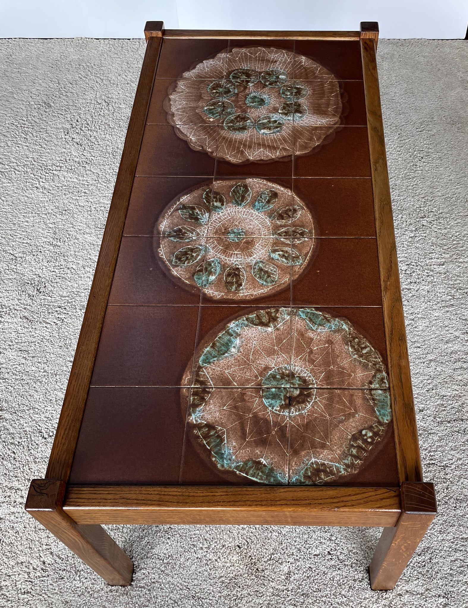 Coffee table in wood and ceramic attributed to Juliette Belarti alias Julien de Covemaeker