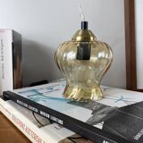 Vintage tulip-shaped portable lamp in gilded glass.