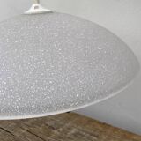 1980s speckled glass pendant light, grey and white