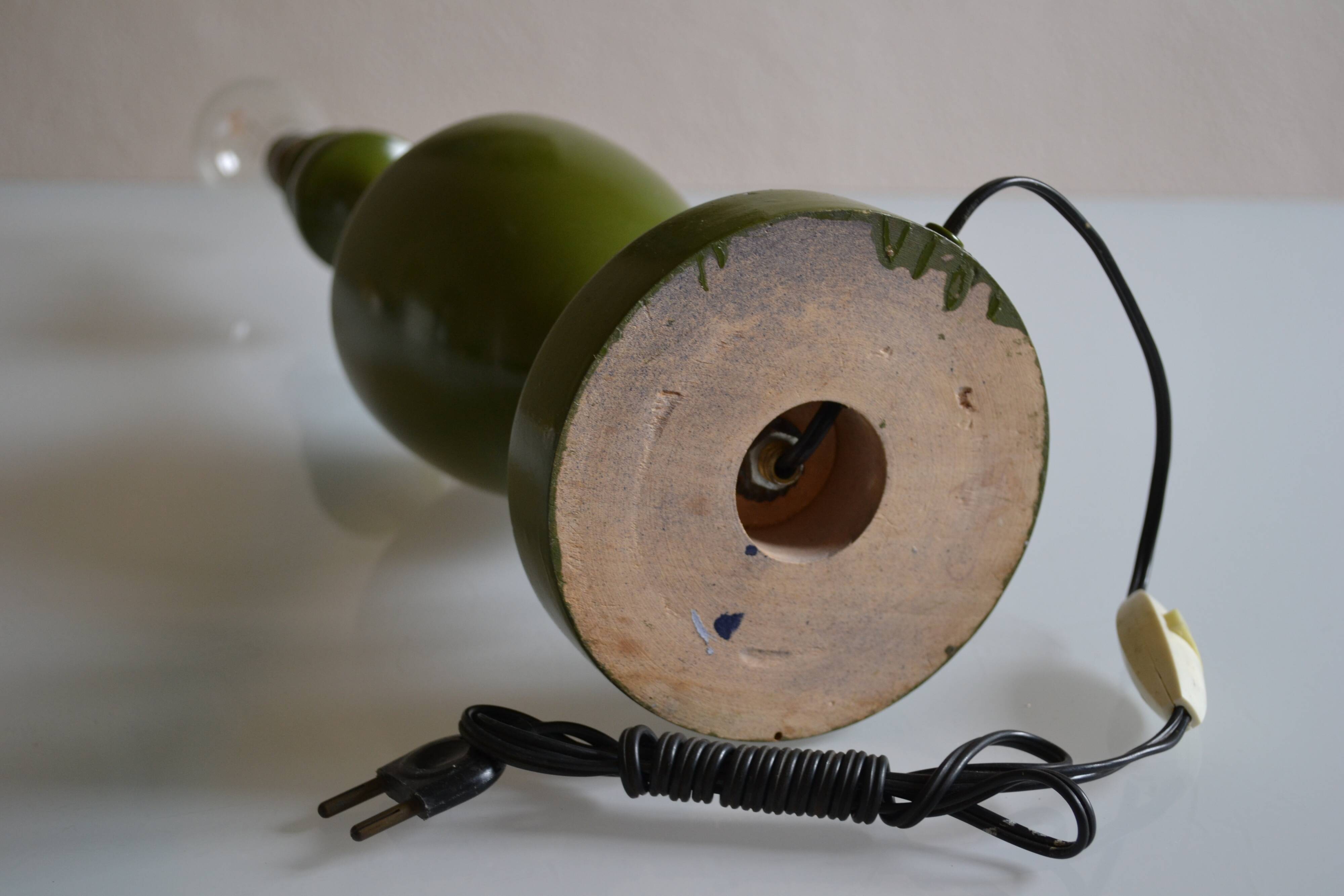 Vintage olive green lamp base circa 1970